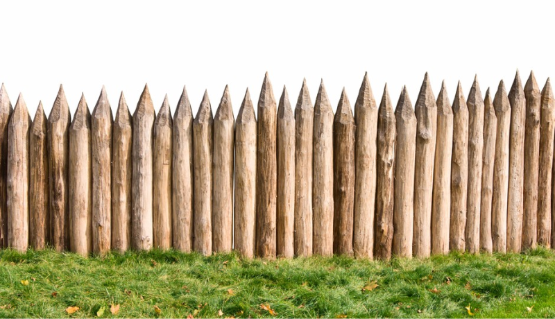 Забор из заостренного дерева