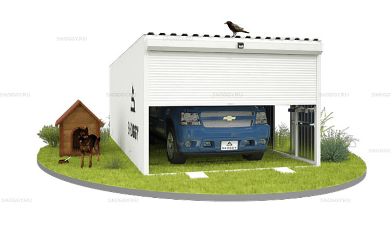 Автомобильный гараж SKOGGY с односкатной крышей