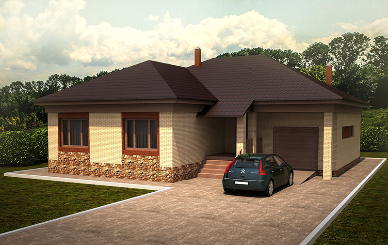 Дом с гаражом под одной крышей