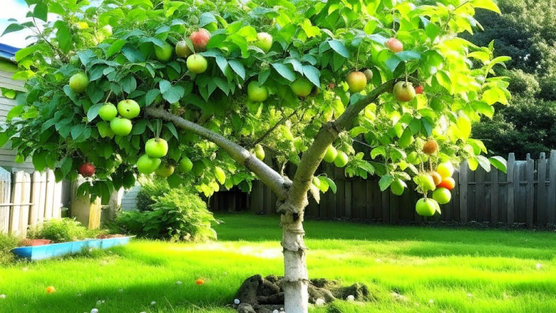 Фруктовое дерево во дворе