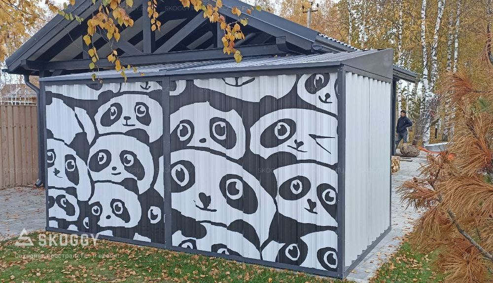 Принт с пандами на хозблоке SKOGGY