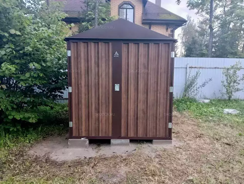 Хозблок для хранения садовой техники в расцветке "под дерево" в дер. Решоткино, г. Клин, МО