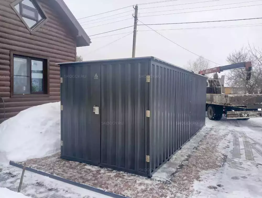 Хозблок для хранения строительных материалов в графитовом цвете в с. Марьинка, г.о. Ступино, МО