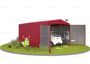  Гараж для Автомобиля с Двускатной Крышей с Воротами и Калиткой Спереди 4.7 м Mini SKOGGY 