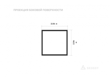 Хозблок стандартный 2 м с плоской крышей и торцевой дверью вид сбоку