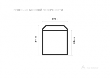 Гараж стандартный 2 м с односкатной крышей и торцевой дверью вид сбоку