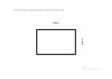 Гараж стандартный 3 м с плоской крышей и торцевой дверью вид сбоку