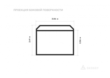 Блок контейнер стандартный 3 м с односкатной крышей и торцевой дверью вид сбоку