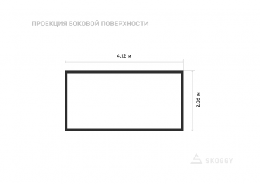 Хозблок летний стандартный 4 м с плоской крышей и торцевой дверью вид сбоку