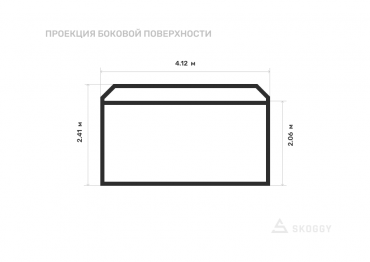 Хозблок стандартный 4 м с односкатной крышей и боковой дверью вид сбоку