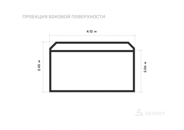 Блок контейнер стандартный 4 м с двускатной крышей и торцевой дверью вид сбоку