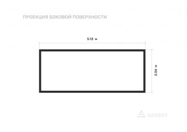 Хозблок стандартный 5 м с плоской крышей и боковой дверью вид сбоку