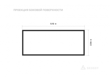 Хозблок разборный стандартный 5 м с плоской крышей и торцевой дверью вид сбоку