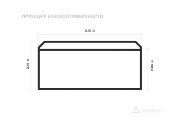 Склад стандартный 5 м с односкатной крышей и боковой дверью вид сбоку