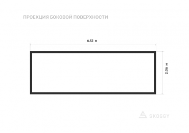 Хозблок стандартный 6 м с плоской крышей и боковой дверью вид сбоку