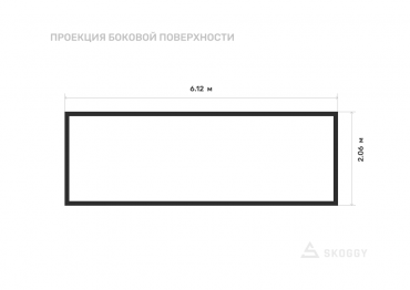 Хозблок разборный стандартный 6 м с плоской крышей и торцевой дверью вид сбоку