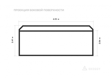 Хозблок стандартный 6 м с односкатной крышей и боковой дверью вид сбоку