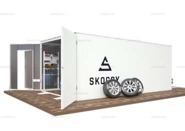 Гараж для автомобиля SKOGGY с односкатной крышей, воротами с дверью и без пола