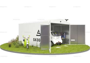 Гараж для Автомобиля с Двускатной Крышей с Воротами и Калиткой Спереди 4.7 м Mini SKOGGY