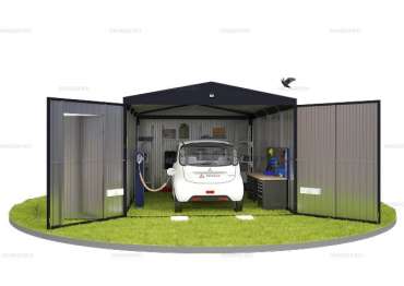 Гараж для дачи с Двускатной Крышей с Воротами и Калиткой Спереди 4.7 м Mini SKOGGY