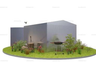 Гараж для участка с Двускатной Крышей с Воротами и Калиткой Спереди 4.7 м Mini SKOGGY