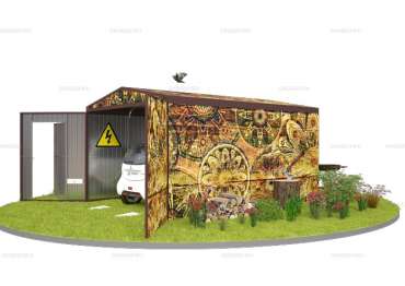 Гараж для дома с Двускатной Крышей с Воротами и Калиткой Спереди 4.7 м Mini SKOGGY