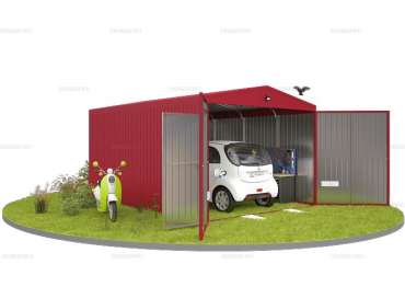 Гараж для машины с Двускатной Крышей с Воротами и Калиткой Спереди 4.7 м Mini SKOGGY