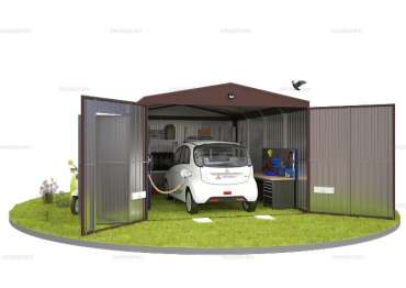 Гараж для машины с Двускатной Крышей с Воротами и Калиткой Спереди 4.7 м Mini SKOGGY