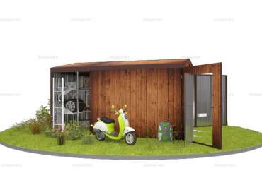 Гараж для машины с Двускатной Крышей с Воротами и Калиткой Спереди 4.7 м Mini SKOGGY