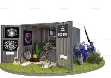 Хозблок для Хранения с Плоской Крышей и Двумя Окнами SKOGGY 4м