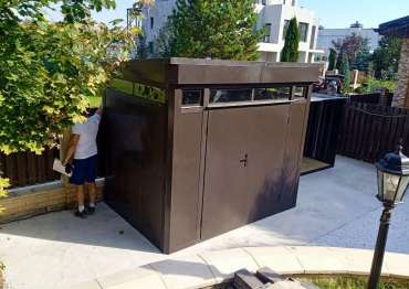 Установка люксового контейнера и дровницы на участке в д. Румянцево, Мытищинский р-он, МО