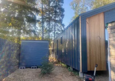 Компактный хозблок для хранения в графитовом цвете для заказчика в мкр. Сходня, г. Химки, МО