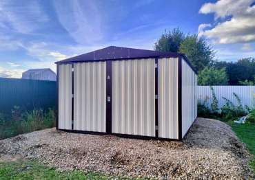 Гараж под мастерскую в двойной расцветке для заказчика в СНТ Литейщик, г.о. Дмитровский, МО