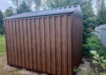 Прочный хозблок для хранения садовой техники в расцветке "под дерево" в дер. Решоткино, г. Клин, МО