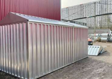 Прочный контейнер для хранения с двускатной крышей в цинковом цвете на территорию аэродрома, г. Жуковский, МО