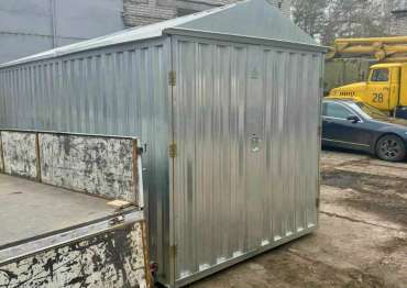 Компактный контейнер для хранения с двускатной крышей в цинковом цвете на территорию аэродрома, г. Жуковский, МО