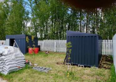 Компактный контейнер для хранения садового инвентаря в графитовом цвете в дер. Лаптево, Раменский р-н, МО