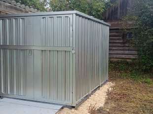 Секционный гараж для мотоцикла в цинковом цвете в дер. Григорьево, Чагодощенский мун.окр, Вологодская обл.